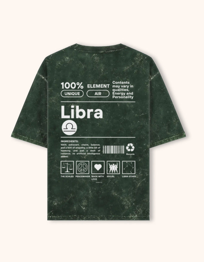 Libra | Unisex Acid Washed Oversized T- shirt