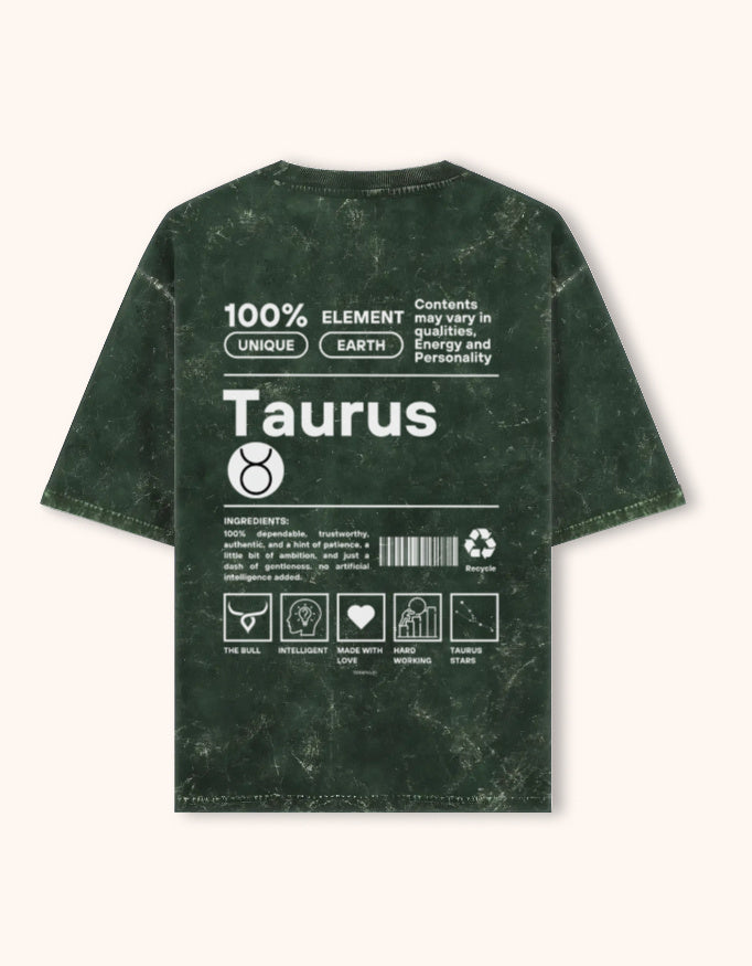 Taurus | Unisex Acid Washed Oversized T- shirt