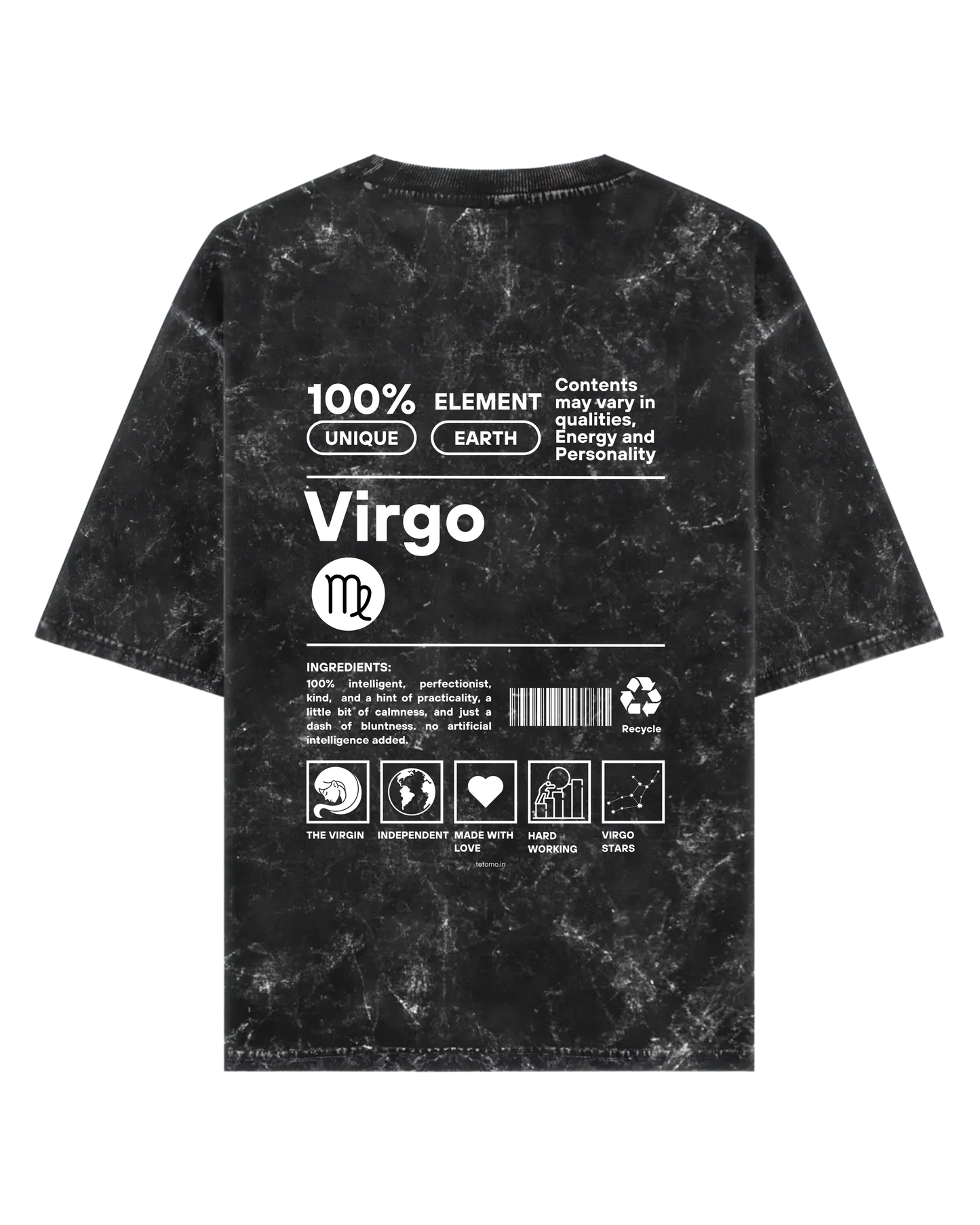 Virgo | Unisex Acid Washed Oversized T- shirt