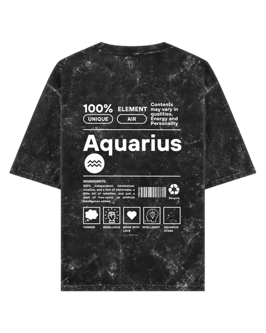 Aquarius | Unisex Acid Washed Oversized T- shirt
