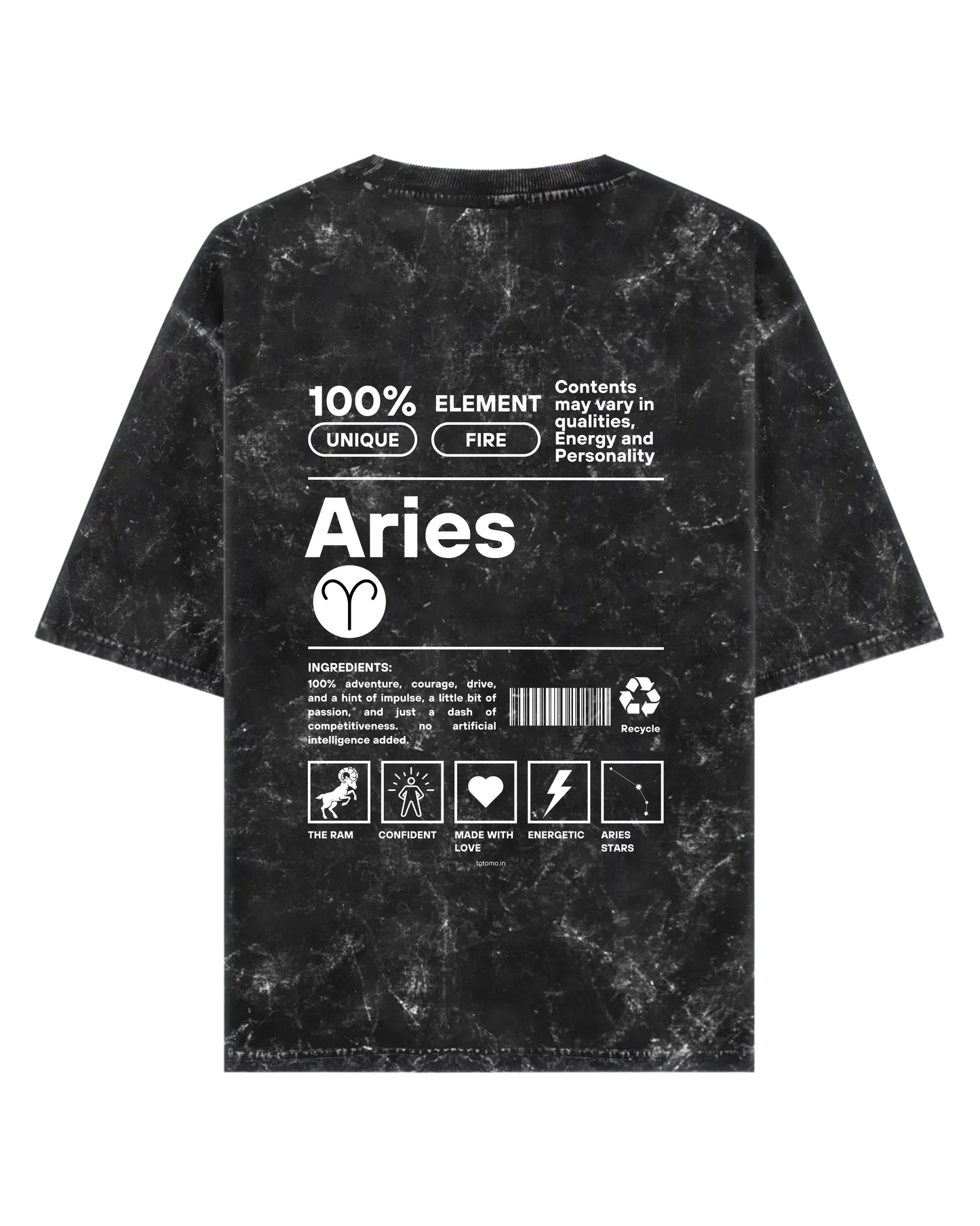Aries | Unisex Acid Washed Oversized T- shirt