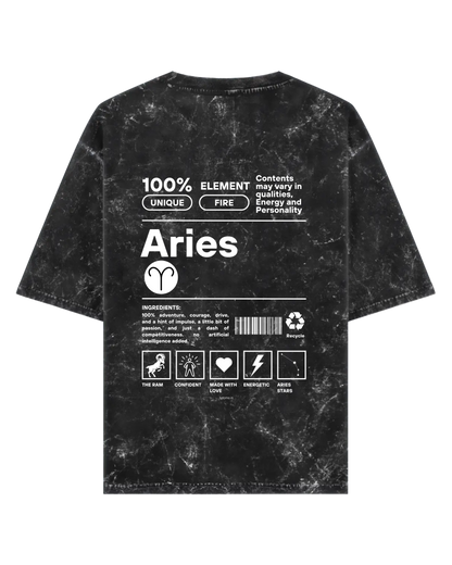 Aries | Unisex Acid Washed Oversized T- shirt