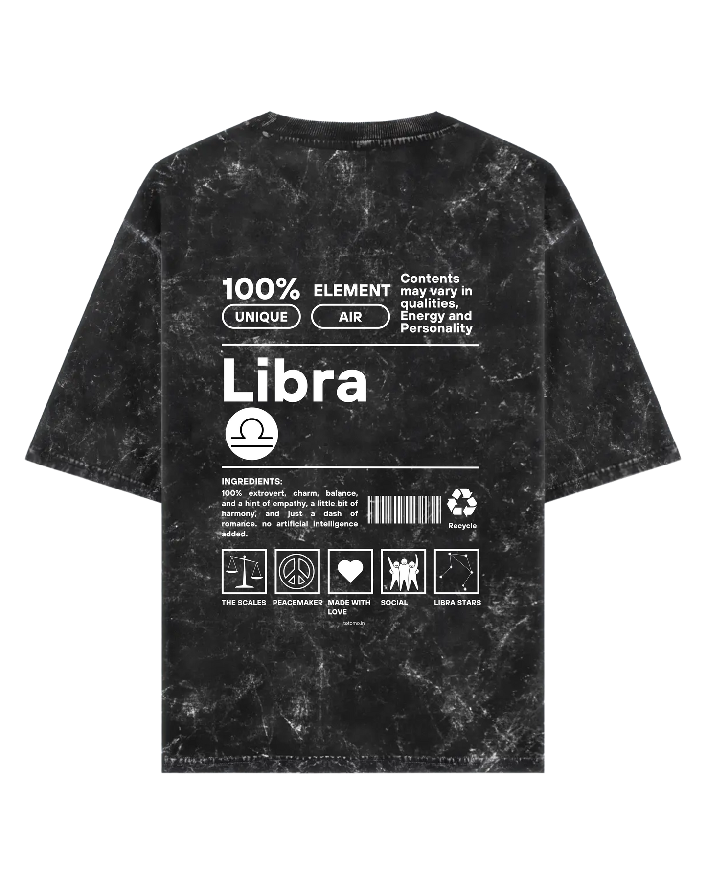 Libra | Unisex Acid Washed Oversized T- shirt