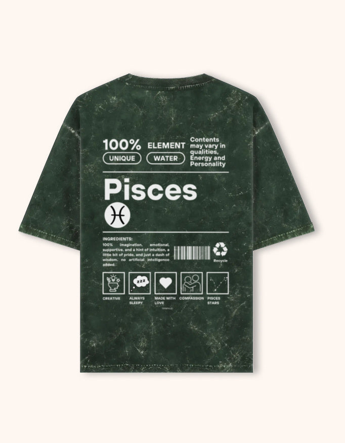 Pisces | Unisex Acid Washed Oversized T- shirt