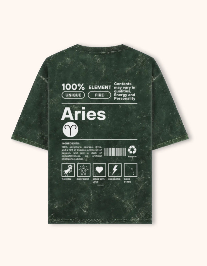 Aries | Unisex Acid Washed Oversized T- shirt